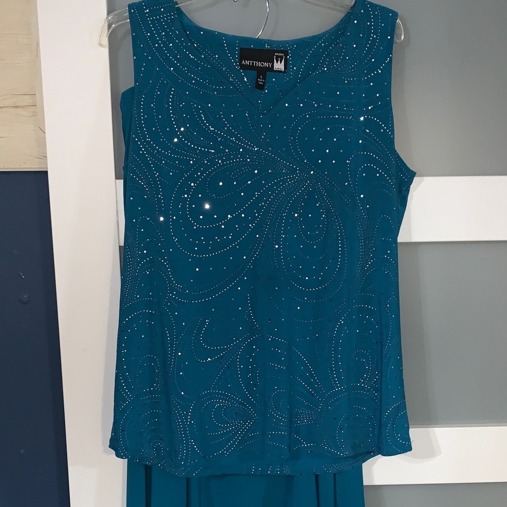 Antthony Teal Embellished Skirt Set - Picture 2 of 5
